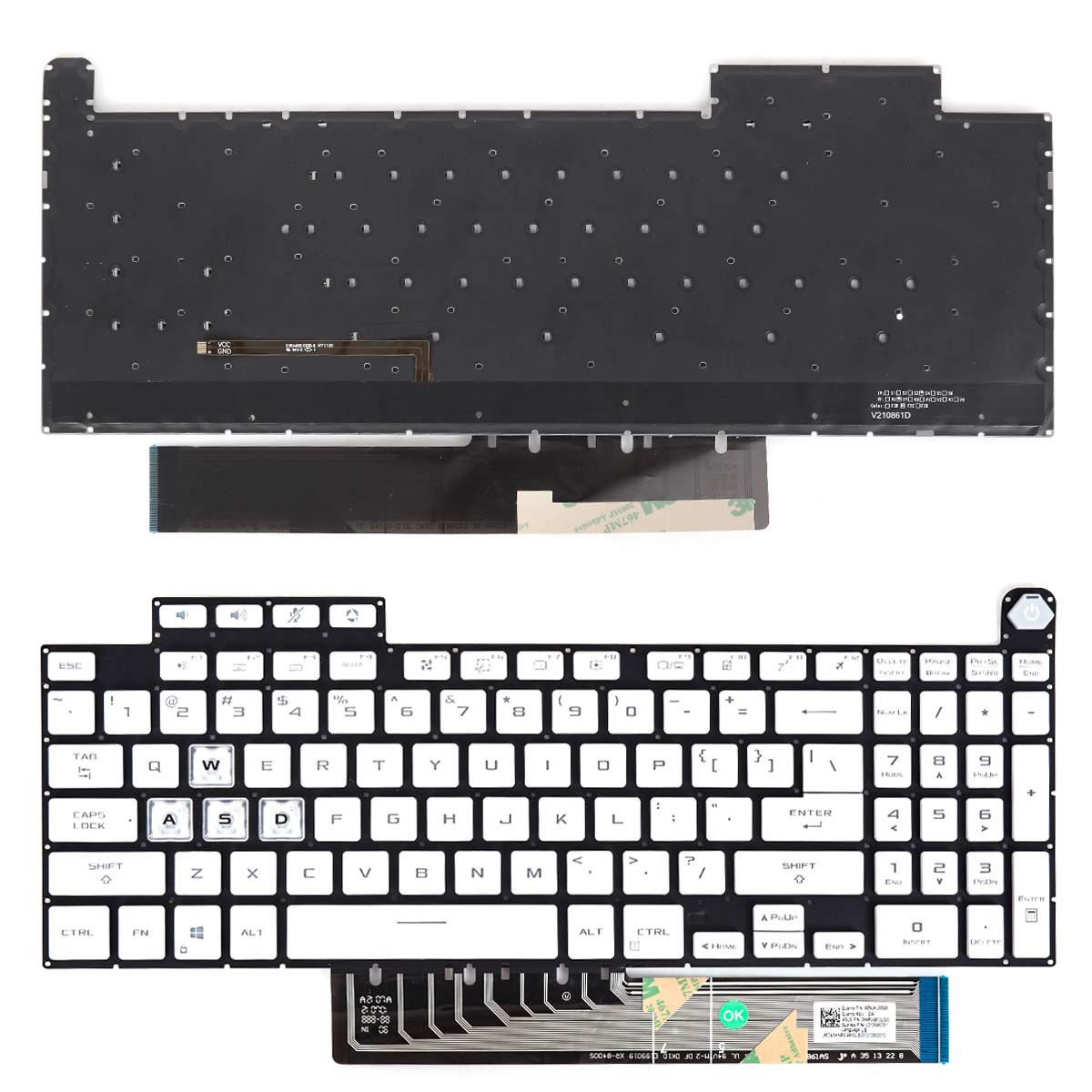 Picture of New Replacement Laptop Keyboard For ASUS TUF Gaming F15 A15 F17 A17 FX507 FX507Z FA507 FA507R FX517 FX517Z FX707 FX707Z FA707 FA707R WHITE(WASD is transparent)BACKLIT US Layout